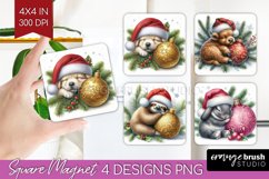 Christmas Animals Magnet Sublimation - Cute Christmas Square Product Image 1