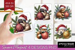 Christmas Animals Magnet Sublimation - Cute Christmas Square Product Image 1