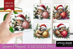 Christmas Animals Magnet Sublimation - Cute Christmas Square Product Image 1