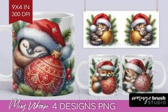 Christmas Animals Mug Wrap - Cute Christmas Mug PNG Product Image 1