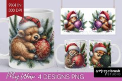 Christmas Animals Mug Wrap - Cute Christmas Mug PNG Product Image 1
