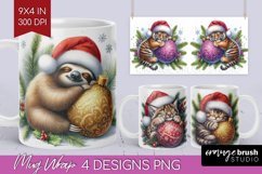 Christmas Animals Mug Wrap - Cute Christmas Mug PNG Product Image 1