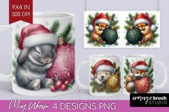 Christmas Animals Mug Wrap - Cute Christmas Mug PNG Product Image 1