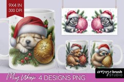 Christmas Animals Mug Wrap - Cute Christmas Mug PNG Product Image 1