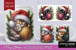 Christmas Animals Mug Wrap - Cute Christmas Mug PNG Product Image 1