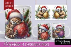 Christmas Animals Mug Wrap - Cute Christmas Mug PNG Product Image 1