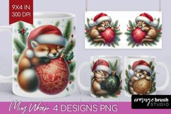 Christmas Animals Mug Wrap - Cute Christmas Mug PNG Product Image 1