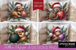 Christmas Animals Pillow Sublimation - Cute Christmas Pillow Product Image 1