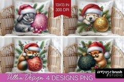 Christmas Animals Pillow Sublimation - Cute Christmas Pillow Product Image 1