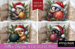 Christmas Animals Pillow Sublimation - Cute Christmas Pillow Product Image 1