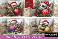 Christmas Animals Pillow Sublimation - Cute Christmas Pillow Product Image 1