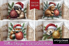 Christmas Animals Pillow Sublimation - Cute Christmas Pillow Product Image 1