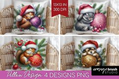 Christmas Animals Pillow Sublimation - Cute Christmas Pillow Product Image 1