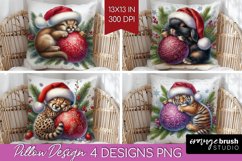 Christmas Animals Pillow Sublimation - Cute Christmas Pillow Product Image 1