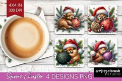 Christmas Animals Square Coaster - Cute Christmas Coaster Product Image 1