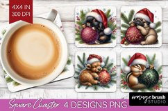 Christmas Animals Square Coaster - Cute Christmas Coaster Product Image 1