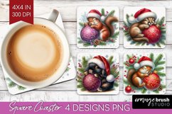 Christmas Animals Square Coaster - Cute Christmas Coaster Product Image 1