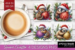Christmas Animals Square Coaster - Cute Christmas Coaster Product Image 1