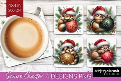 Christmas Animals Square Coaster - Cute Christmas Coaster Product Image 1