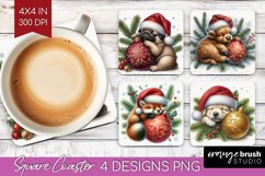 Christmas Animals Square Coaster - Cute Christmas Coaster Product Image 1