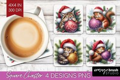 Christmas Animals Square Coaster - Cute Christmas Coaster Product Image 1