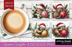 Christmas Animals Square Coaster - Cute Christmas Coaster Product Image 1