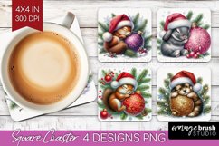 Christmas Animals Square Coaster - Cute Christmas Coaster Product Image 1