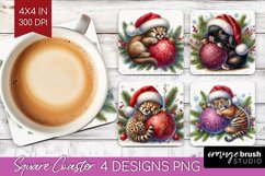 Christmas Animals Square Coaster - Cute Christmas Coaster Product Image 1