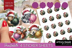 Christmas Animals Round Sticker - Cute Christmas Printable Product Image 1