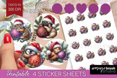 Christmas Animals Round Sticker - Cute Christmas Printable Product Image 1