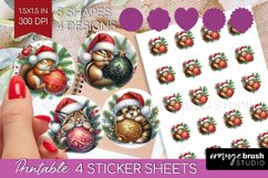 Christmas Animals Round Sticker - Cute Christmas Printable Product Image 1