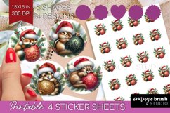 Christmas Animals Round Sticker - Cute Christmas Printable Product Image 1