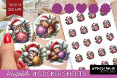 Christmas Animals Round Sticker - Cute Christmas Printable Product Image 1