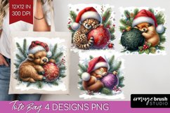 Christmas Animals Tote Bag - Cute Christmas Tote Bag PNG Product Image 1