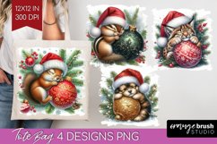 Christmas Animals Tote Bag - Cute Christmas Tote Bag PNG Product Image 1