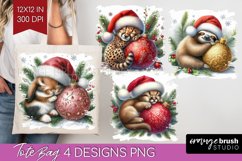 Christmas Animals Tote Bag - Cute Christmas Tote Bag PNG Product Image 1