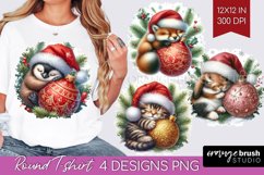 Christmas Animals Round Tshirt Background - Cute Christmas Product Image 1