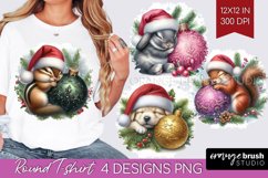 Christmas Animals Round Tshirt Background - Cute Christmas Product Image 1