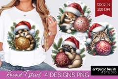 Christmas Animals Round Tshirt Background - Cute Christmas Product Image 1