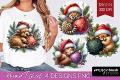 Christmas Animals Round Tshirt Background - Cute Christmas Product Image 1