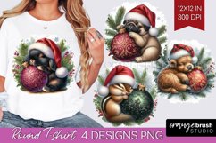 Christmas Animals Round Tshirt Background - Cute Christmas Product Image 1