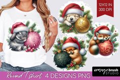 Christmas Animals Round Tshirt Background - Cute Christmas Product Image 1