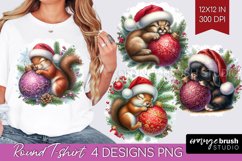 Christmas Animals Round Tshirt Background - Cute Christmas Product Image 1