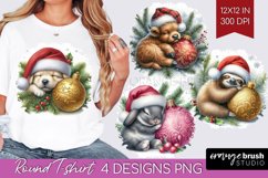 Christmas Animals Round Tshirt Background - Cute Christmas Product Image 1