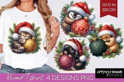 Christmas Animals Round Tshirt Background - Cute Christmas Product Image 1