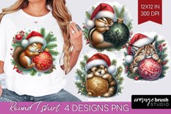 Christmas Animals Round Tshirt Background - Cute Christmas Product Image 1