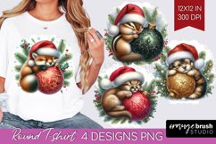 Christmas Animals Round Tshirt Background - Cute Christmas Product Image 1