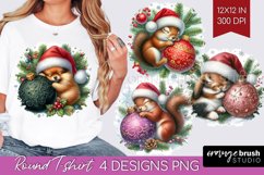 Christmas Animals Round Tshirt Background - Cute Christmas Product Image 1