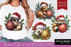 Christmas Animals Round Tshirt Background - Cute Christmas Product Image 1