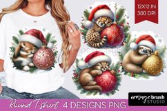 Christmas Animals Round Tshirt Background - Cute Christmas Product Image 1